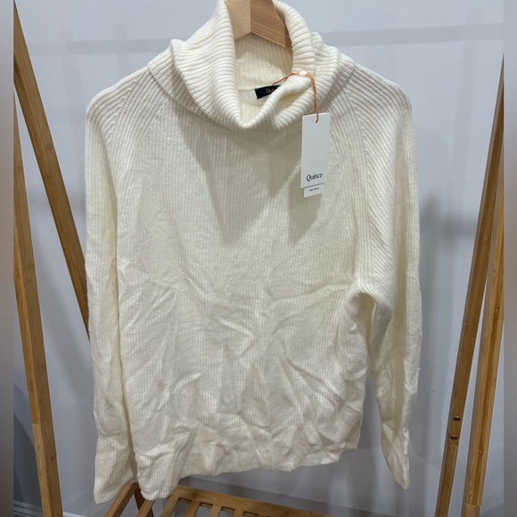 Quince Cream Baby Alpaca-Wool Turtleneck Cowl Neck Sweater - Picture 4 of 7